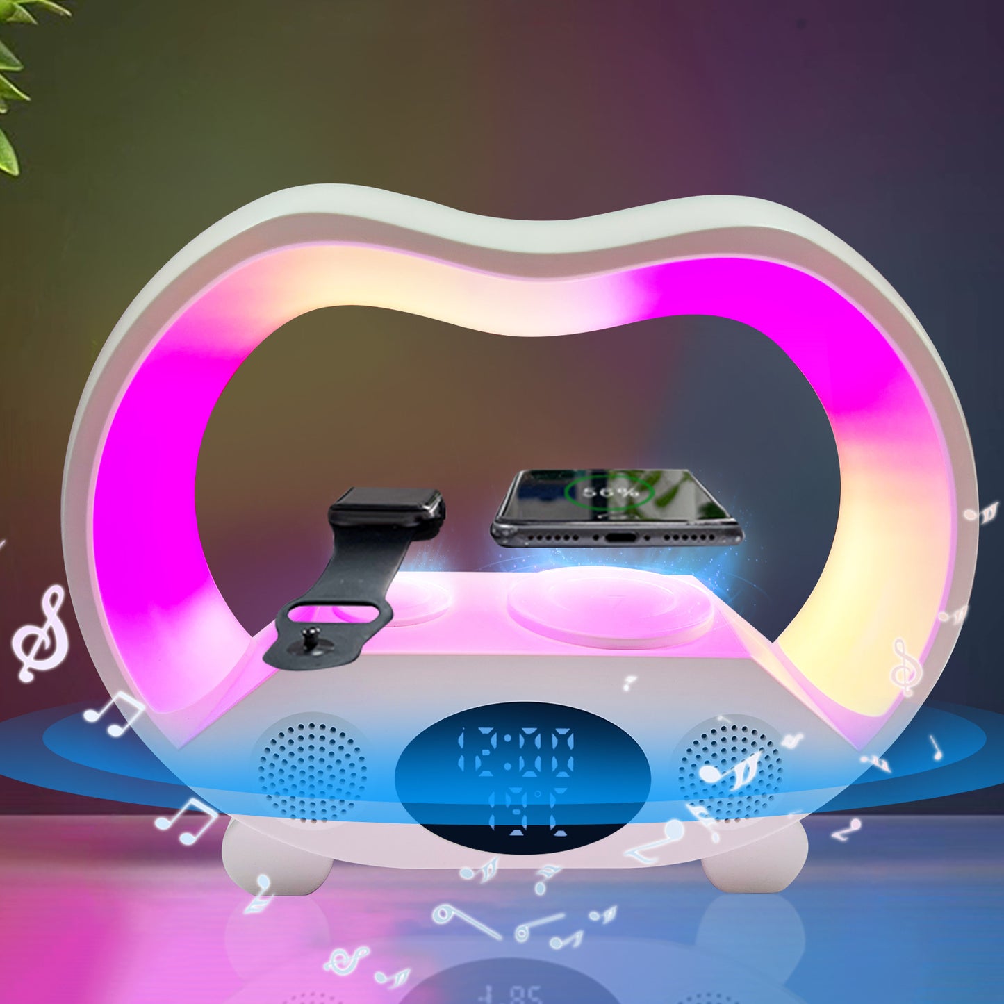 Smart LED Table Lamp with Wireless Charging & Bluetooth Speaker