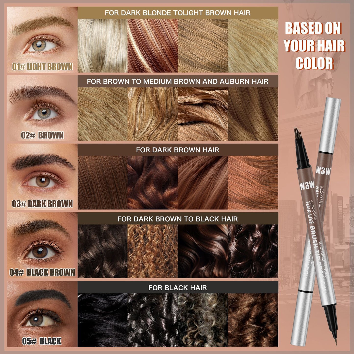Waterproof Sweat-proof Smudge-proof Double-ended Eyebrow Pencil