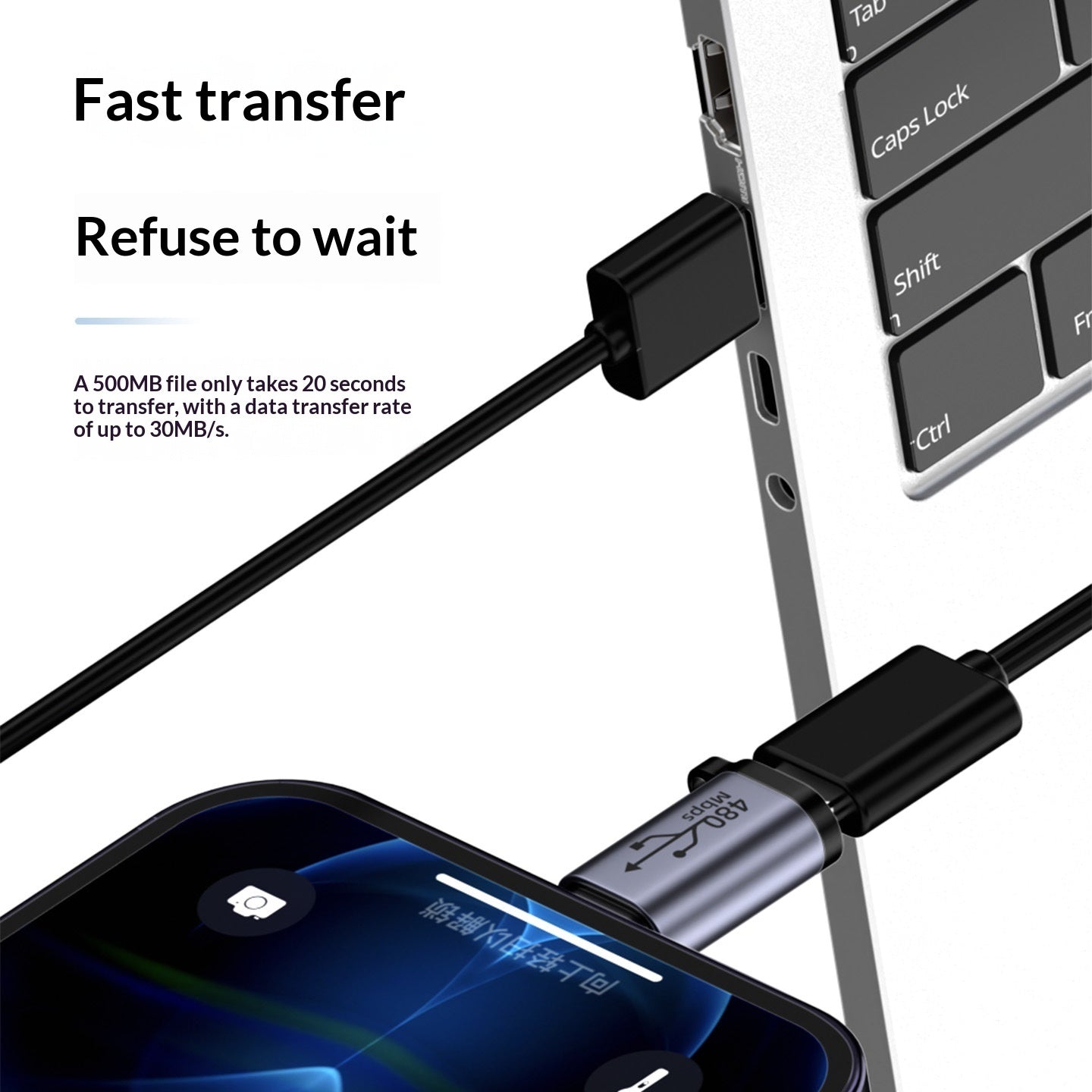 480 Adapter Series: USB to Mini V3/Type-C Adapter with Fast Charging & Data Sync