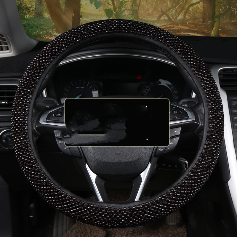 Light Wooden Bead Steering Wheel Cover