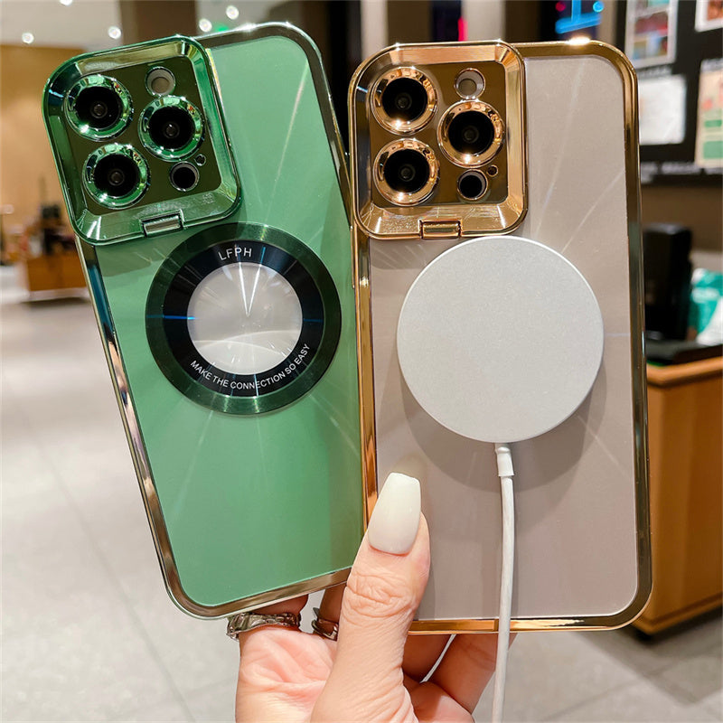 Electroplated Magsafe Phone Case with Invisible Stand