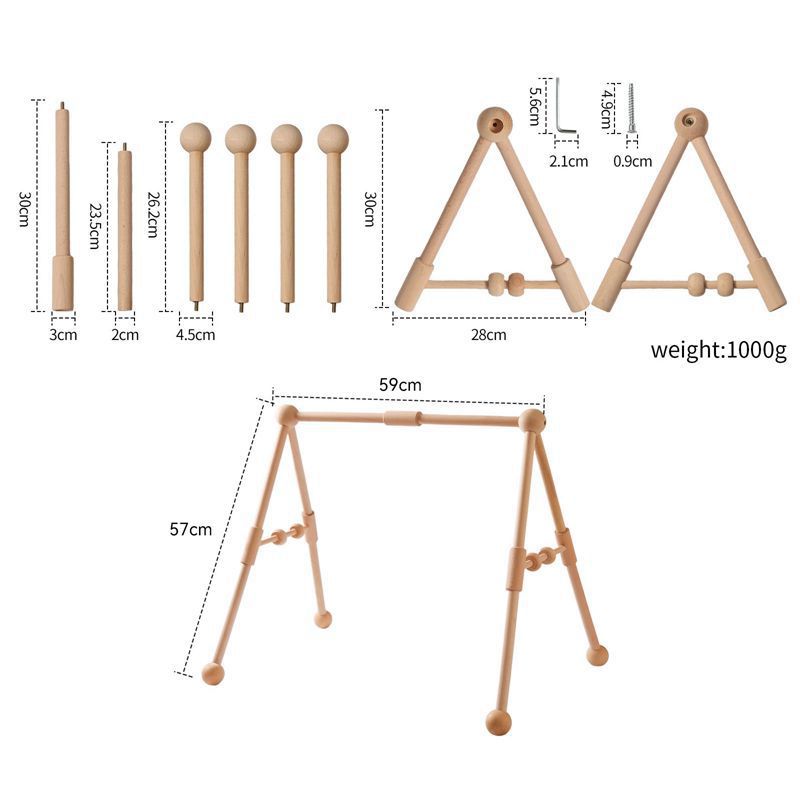 Adjustable Wooden Baby Fitness Gym