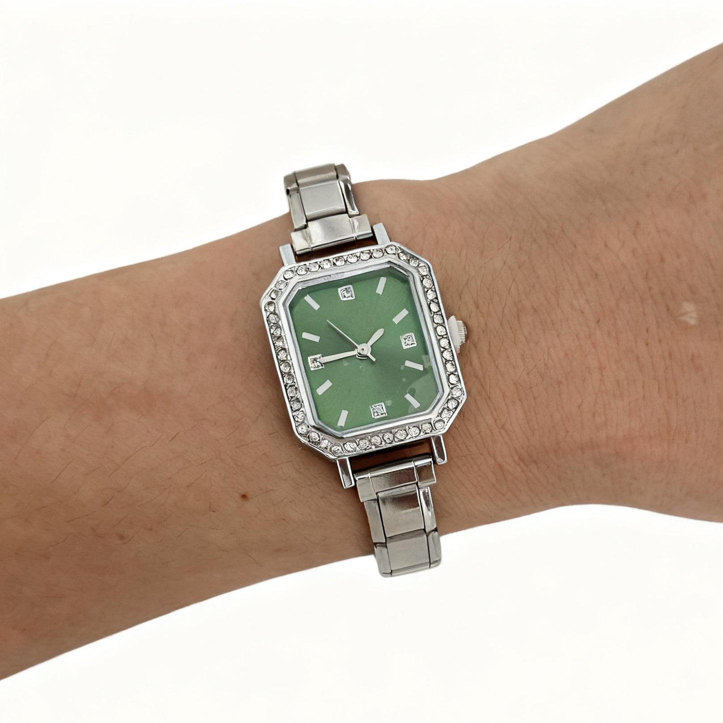 Stylish Square Watch For Women With A Chic Diamond-embellished DesignDIY Customizable