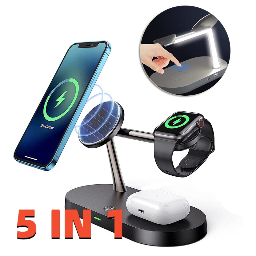5-in-1 Magnetic Wireless Charging Stand with Night Light