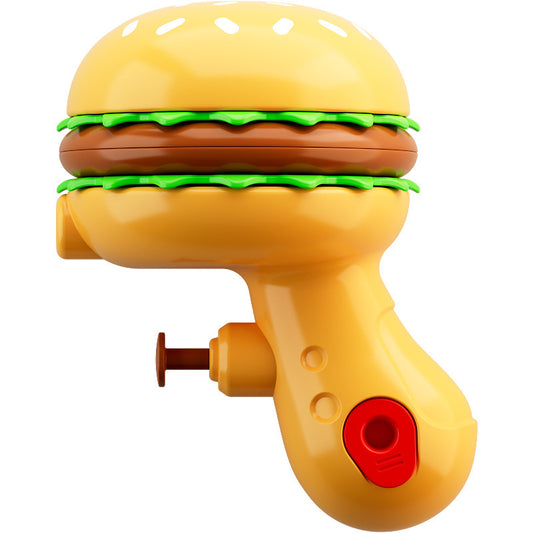 Hamburgers, fries, toy water gun