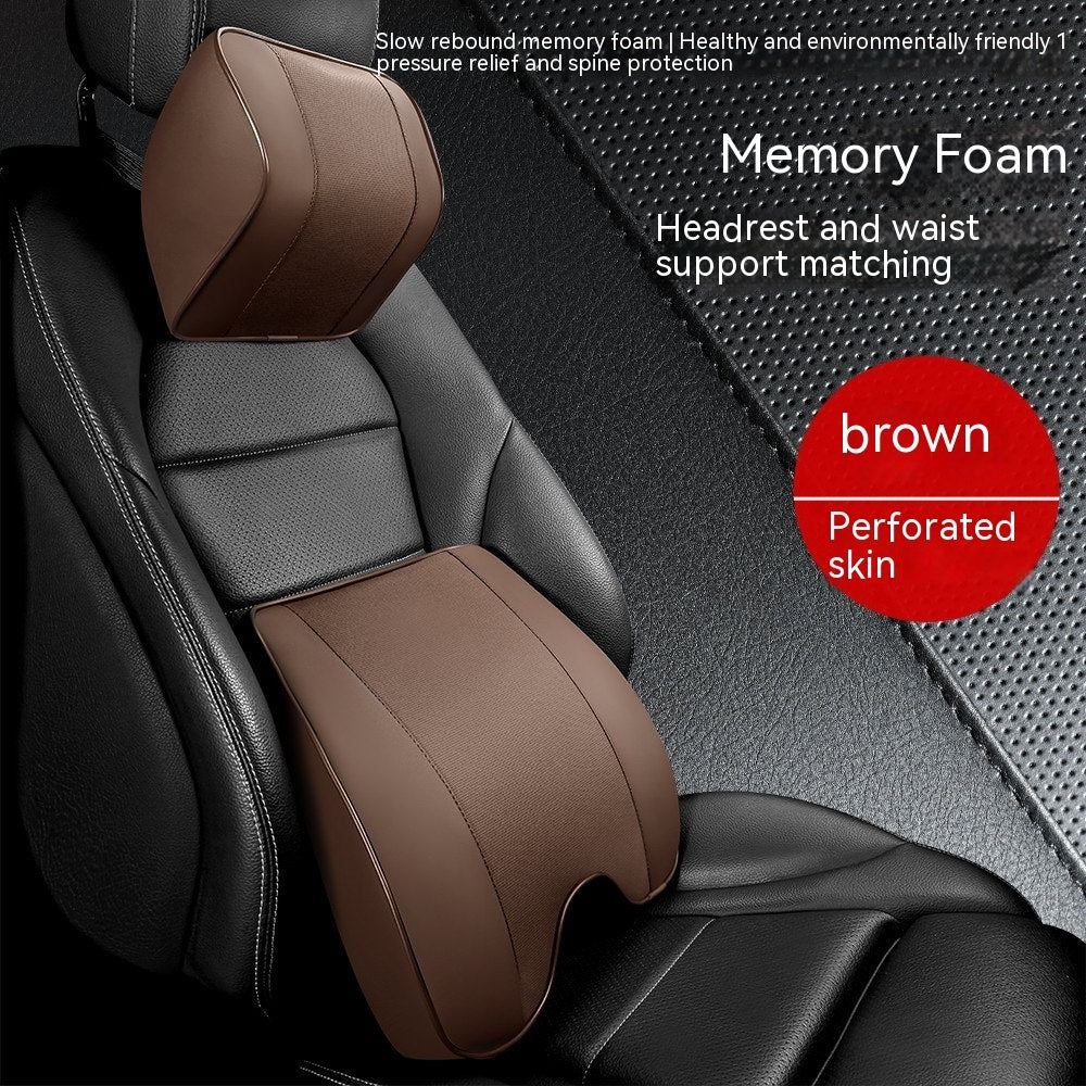 Premium Memory Foam Car Neck & Lumbar Support Pillow