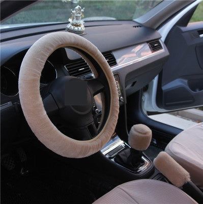 Plush Winter Wool Steering Wheel Cover Set