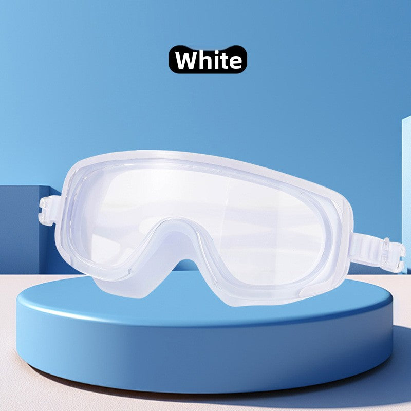 The bezel-less swimming goggles are waterproof and fog-proof