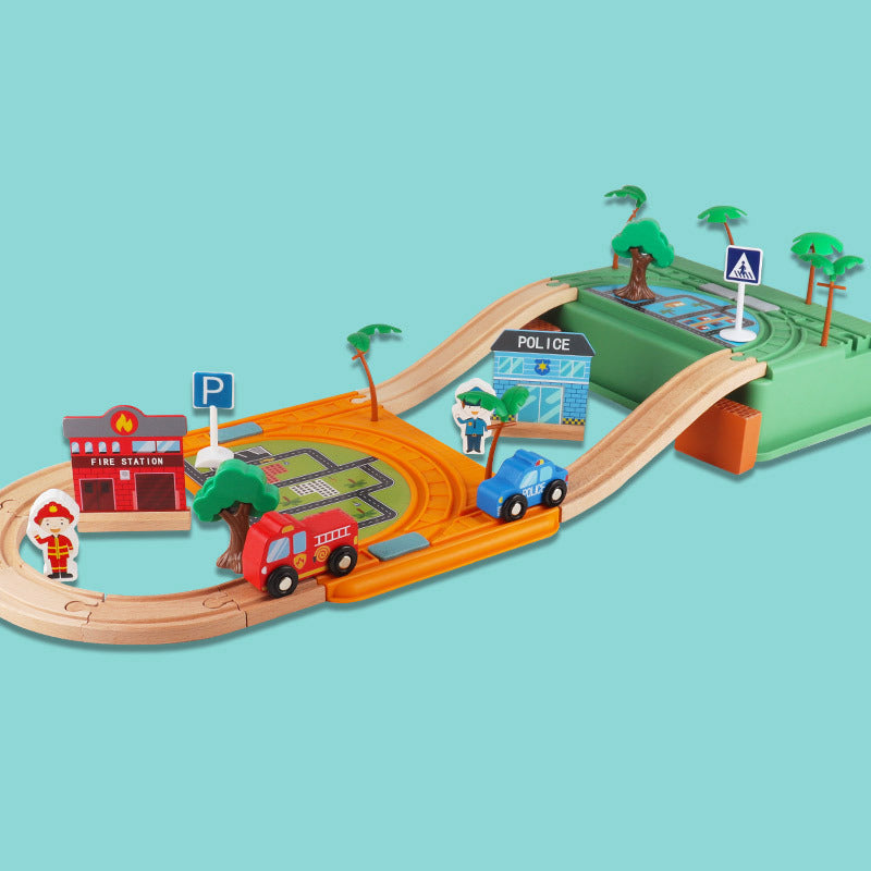 Beech Wood Police Fire Track Toy Set