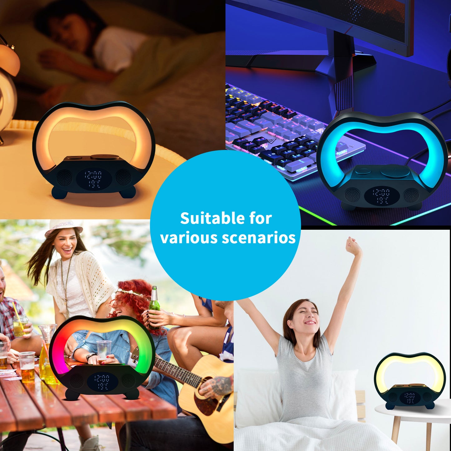 Smart LED Table Lamp with Wireless Charging & Bluetooth Speaker