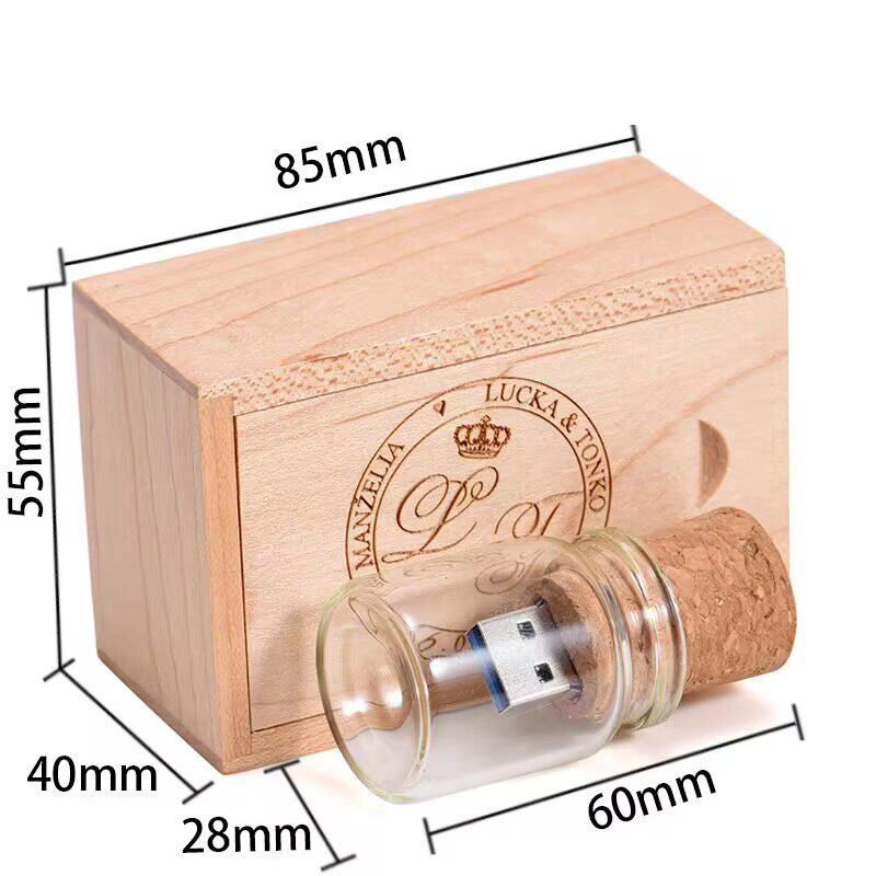 Wooden Wish Drift Bottle USB Drive