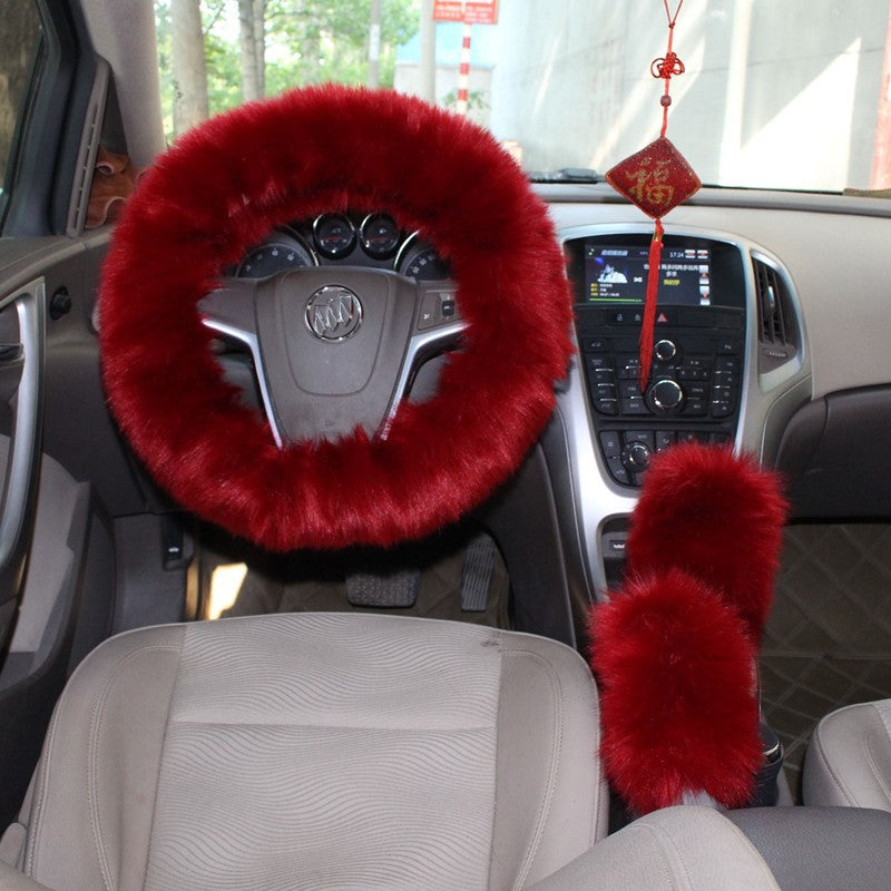 Premium Wool Steering Wheel & Handle Cover Set
