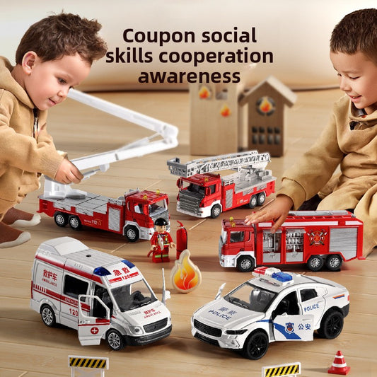 Model of children's alloy fire and urban rescue vehicle