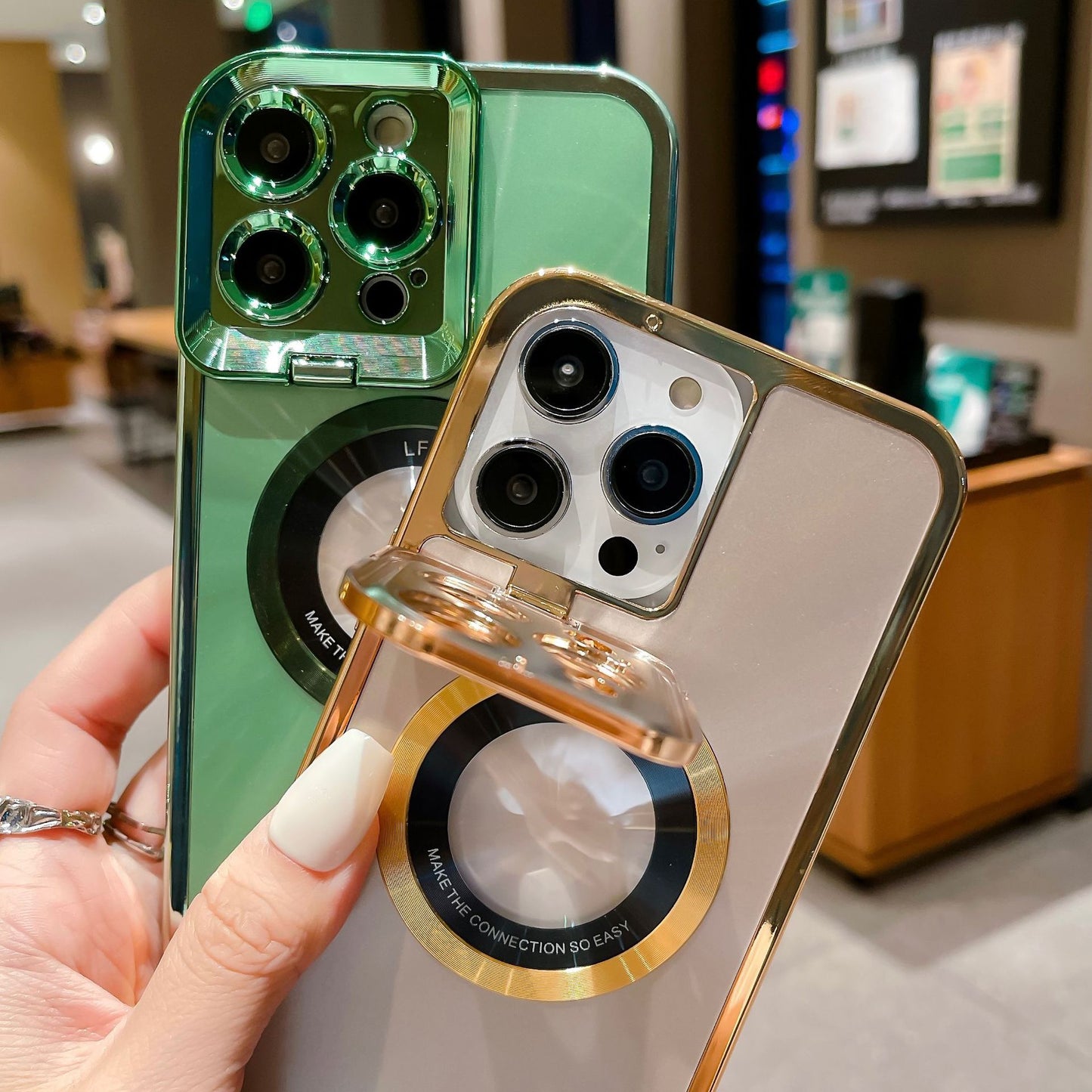 Electroplated Magsafe Phone Case with Invisible Stand