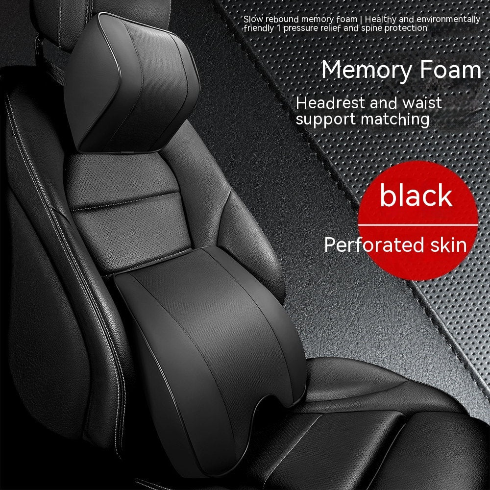 Premium Memory Foam Car Neck & Lumbar Support Pillow