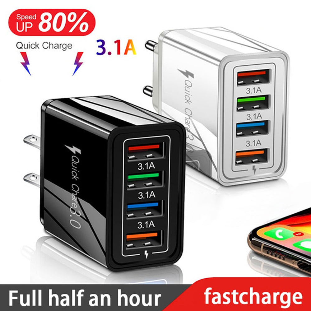 Premium 4-Port USB Wall Charger with Quick Charge 3.0